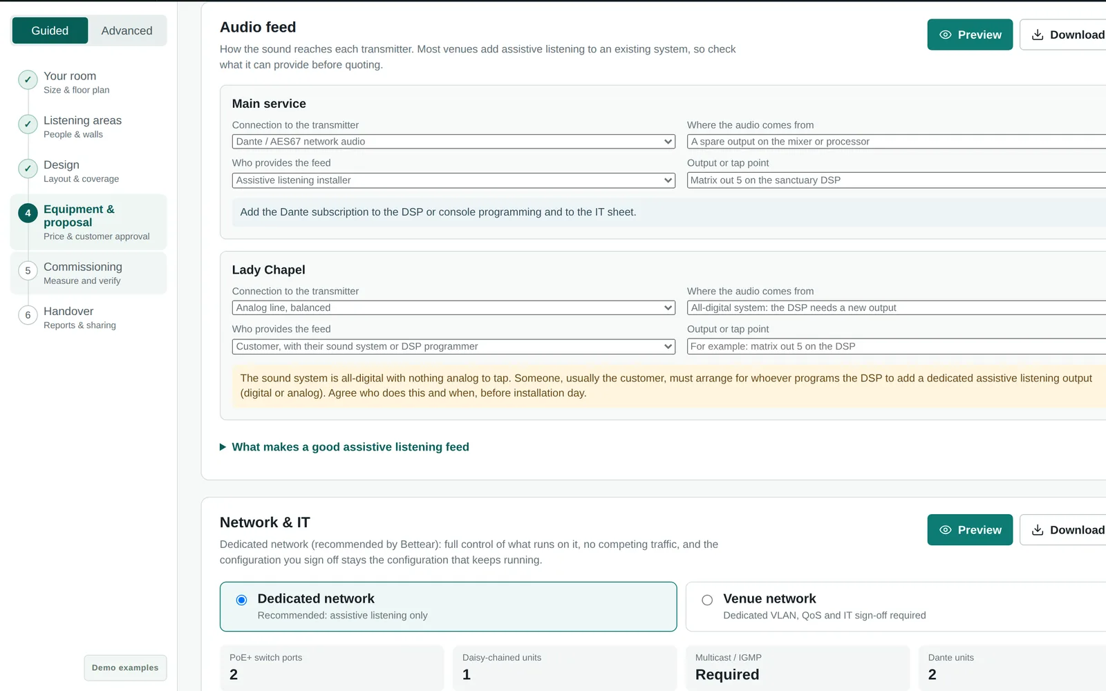 Audio feed planning for two programs